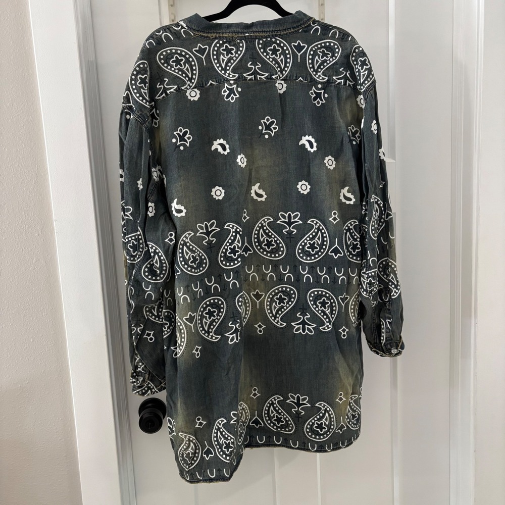 NWT Jaded Gypsy Starburst Tunic Top S/M Chambray Paisley Western Boho Bandana - Picture 6 of 6